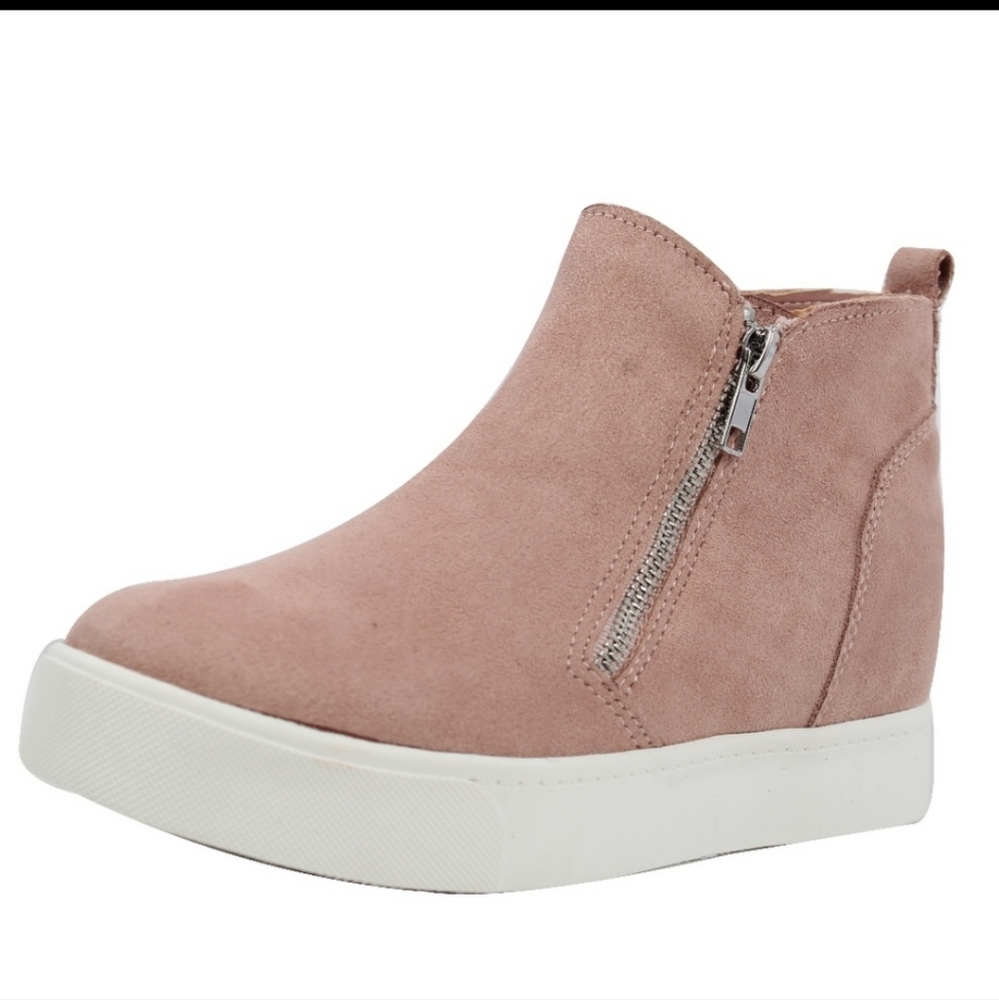 Mauve wedge sneaker with zipper